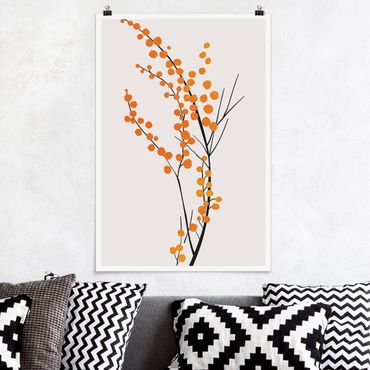 Poster - Grafische Pflanzenwelt - Beeren Orange - Hochformat 3:2