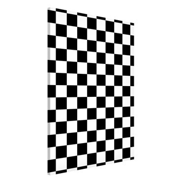 Magnettafel - Geometrisches Muster Schachbrett Schwarz Weiß - Hochformat 2:3