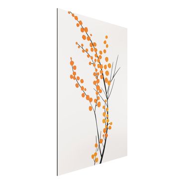 Aluminium Print - Grafische Pflanzenwelt - Beeren Orange - Hochformat 3:2