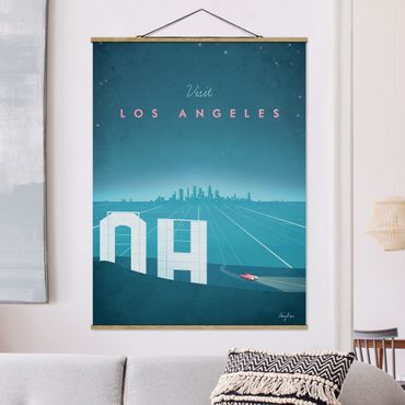Stoffbild mit Posterleisten - Reiseposter - Los Angeles - Hochformat 3:4