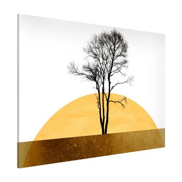 Magnettafel - Goldene Sonne mit Baum - Hochformat 3:4