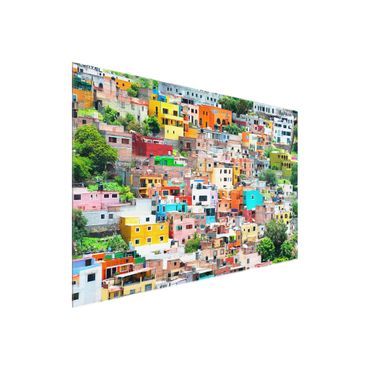 Glasbild - Farbige Häuserfront Guanajuato - Quer 3:2