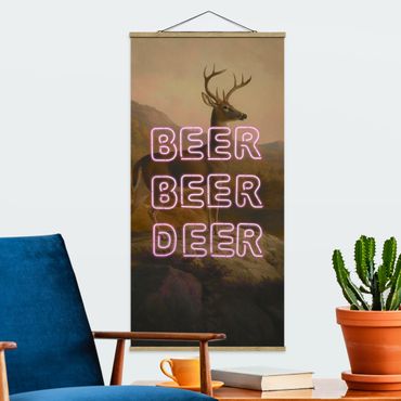 Stoffbild mit Posterleisten - Beer Beer Deer - Hochformat