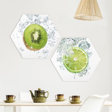 Hexagon Bild Forex 2-teilig - Kiwi and Lime Bubbles