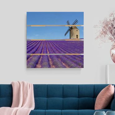 Holzbild - Lavendelduft in der Provence - Quadrat 1:1