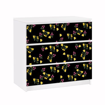 Möbelfolie für IKEA Malm Kommode - Klebefolie Mille fleurs Muster