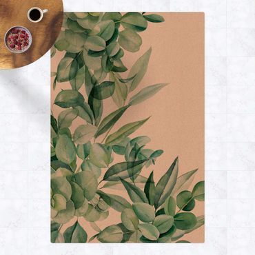 Kork-Teppich - Dickicht Eukalyptusblätter Aquarell - Hochformat 2:3