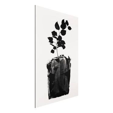Aluminium Print - Grafische Pflanzenwelt - Schwarze Blätter - Hochformat 3:2