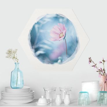 Hexagon Bild Forex - Wasserfarben - Blüte in Pastell