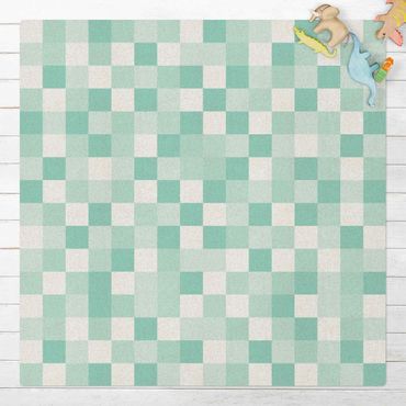 Kork-Teppich - Geometrisches Muster Mosaik Mintgrün - Quadrat 1:1