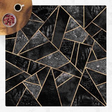 Kork-Teppich - Graue Dreiecke Gold - Quadrat 1:1