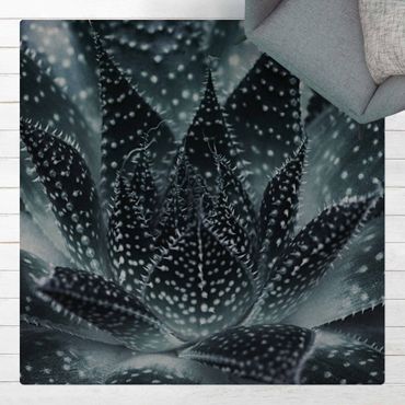 Kork-Teppich - Kaktus mit Sternpunkten bei Nacht - Quadrat 1:1