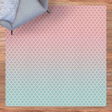 Kork-Teppich - Marokkanisches Muster mit Verlauf in Rosa Blau - Quadrat 1:1