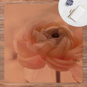Kork-Teppich - Rosa Blüte im Fokus - Quadrat 1:1