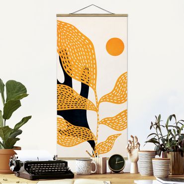 Stoffbild mit Posterleisten - Sonnenschein im Garten - Hochformat