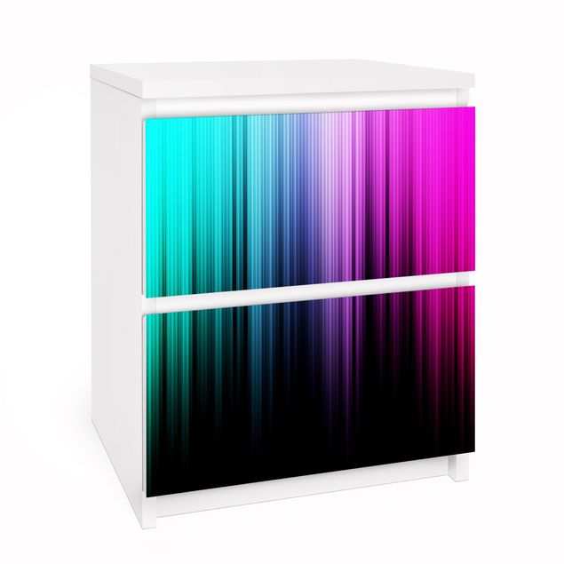 Möbelfolie für IKEA Malm Kommode - Selbstklebefolie Rainbow Display