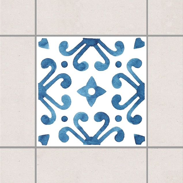 Fliesenaufkleber - Muster Blau Weiß Serie No.7