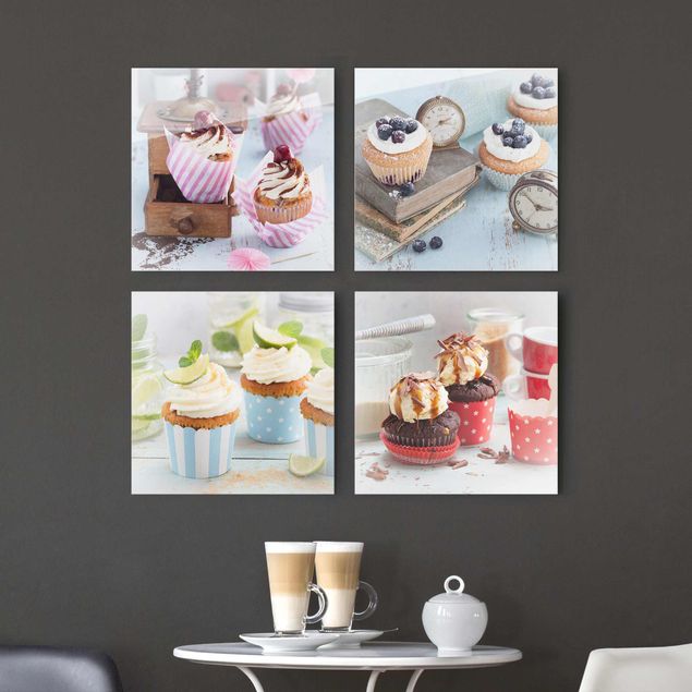 Glas Magnetboard Vintage Cupcakes mit Topping