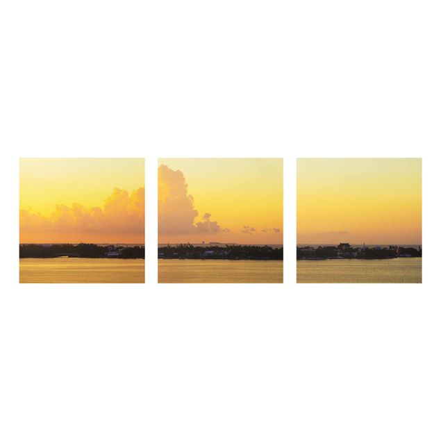 Glasbild mehrteilig - Mexiko Sonnenuntergang 3-teilig