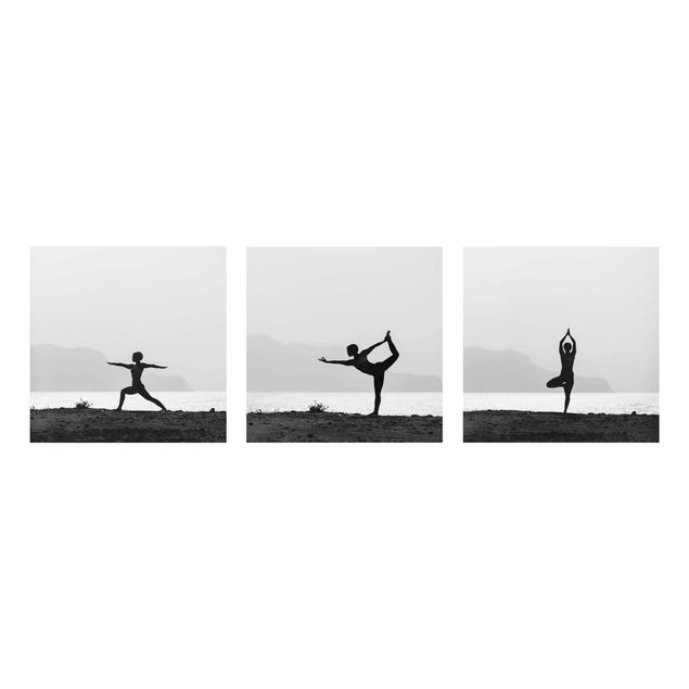 Glasbild mehrteilig - Yoga Trio Set 3-teilig