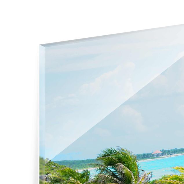 Glasbild mehrteilig - Karibikküste Tulum Ruinen 3-teilig