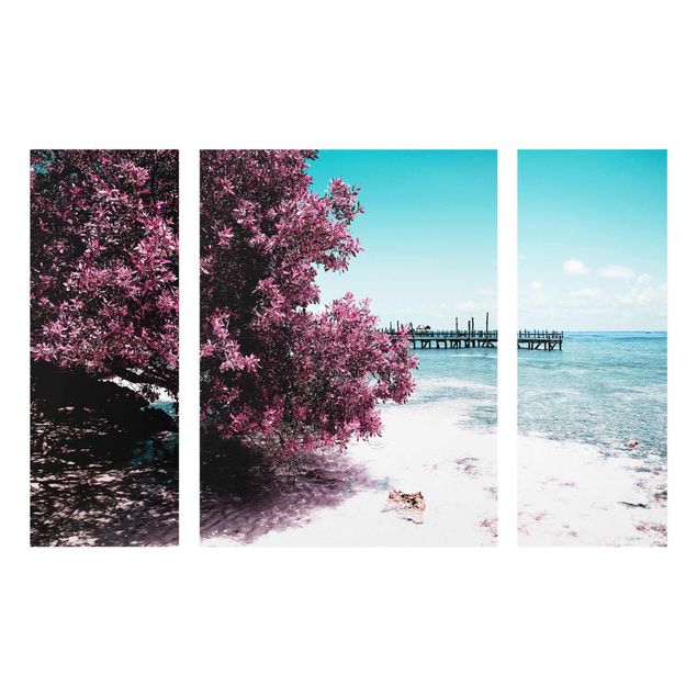 Glasbild mehrteilig - Paradies Strand Isla Mujeres 3-teilig