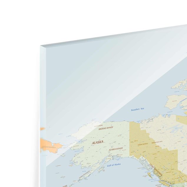 Glasbild mehrteilig - Politische Weltkarte 3-teilig