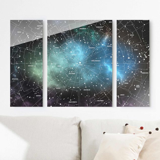 Glas Magnettafel Sternbilder Karte Galaxienebel
