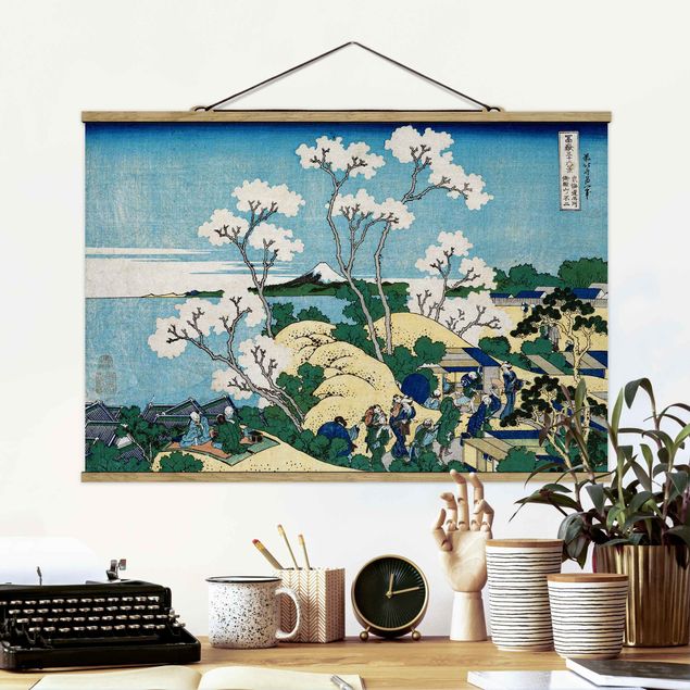 Stoffbild mit Posterleisten - Katsushika Hokusai - Der Fuji von Gotenyama - Querformat 3:2