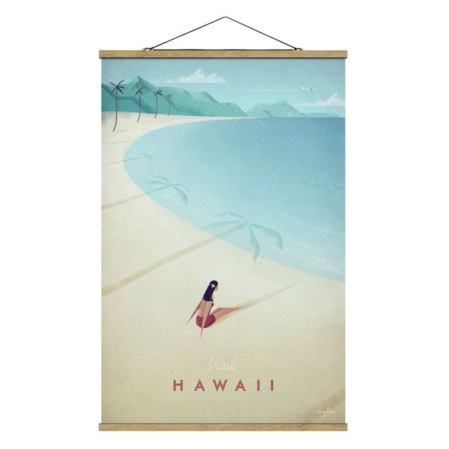 Stoffbild mit Posterleisten - Reiseposter - Hawaii - Hochformat 2:3