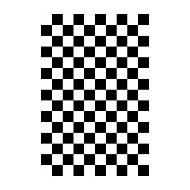 Teppich Esszimmer Geometrisches Muster Schachbrett Schwarz Weiß