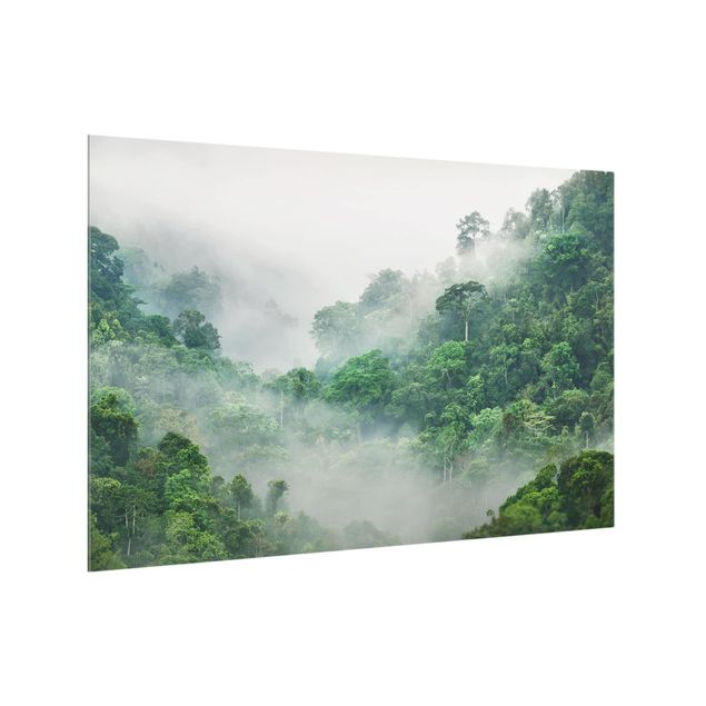 Spritzschutz Glas - Dschungel im Nebel - Querformat - 3:2