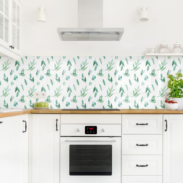 Küchenrückwand - Aquarell Eukalyptuszweige Muster