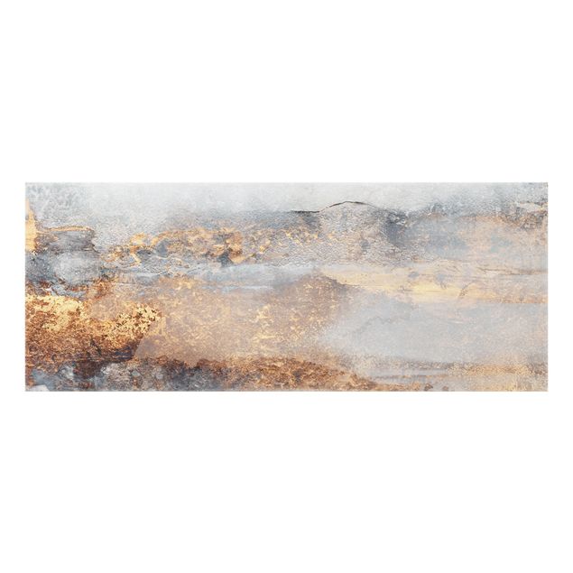 Spritzschutz Glas - Gold-Grauer Nebel - Panorama 5:2