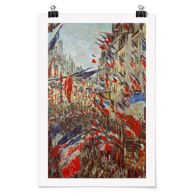 Poster - Claude Monet - Straße im Flaggenschmuck - Hochformat 3:2