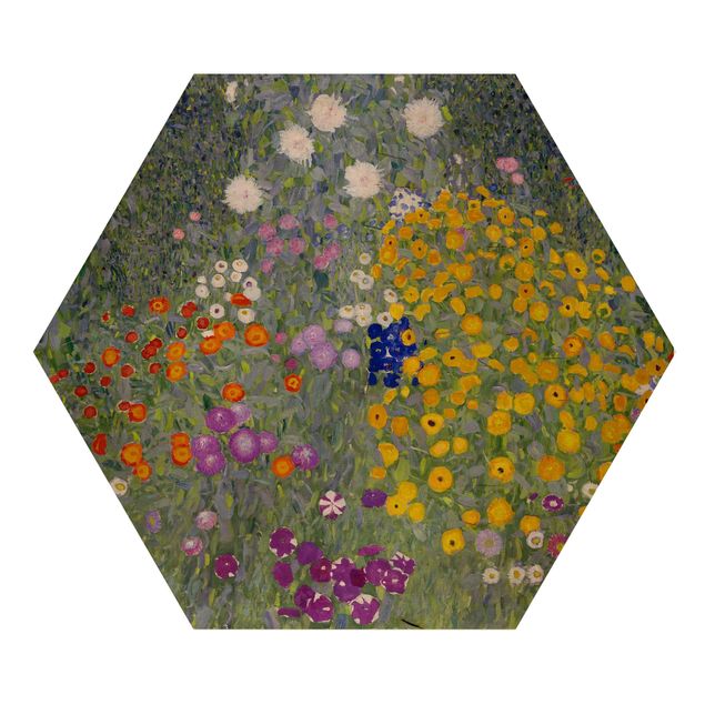 Hexagon Bild Holz - Gustav Klimt - Bauerngarten