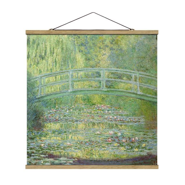 Stoffbild mit Posterleisten - Claude Monet - Japanische Brücke - Quadrat 1:1