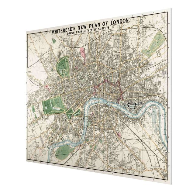 Aluminium Print gebürstet - Vintage Stadtplan London - Querformat 3:4