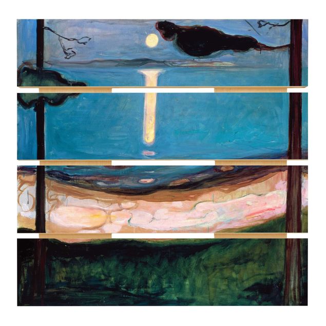 Holzbild - Edvard Munch - Mondnacht - Quadrat 1:1