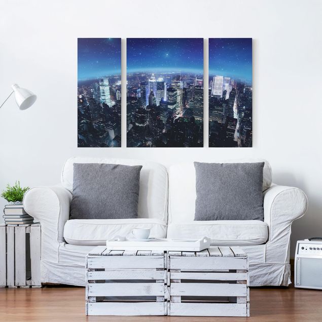 Leinwandbild 3-teilig - Illuminated New York - Triptychon