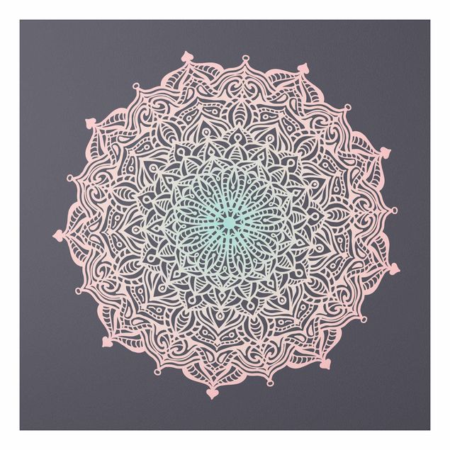 Forex Fine Art Print - Mandala Ornament in Rose und Blau - Quadrat 1:1