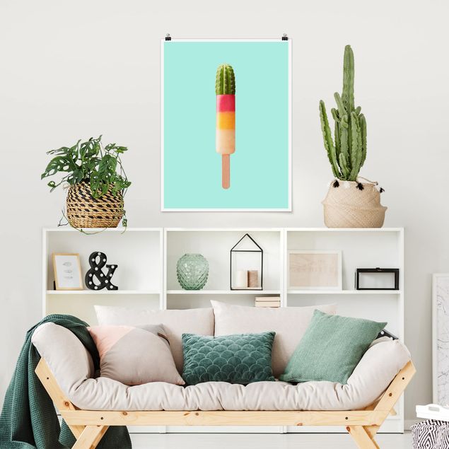 Poster - Jonas Loose - Eis mit Kaktus - Hochformat 3:4