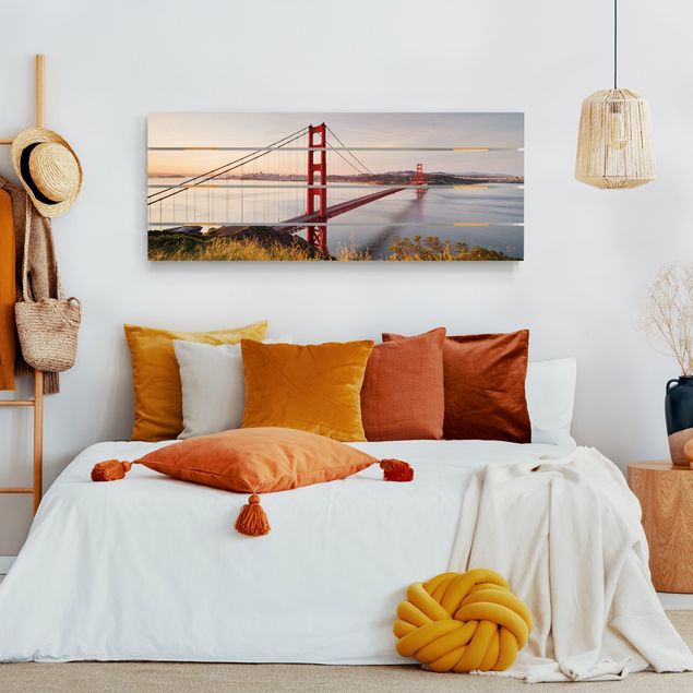 Holzbild - Golden Gate Bridge in San Francisco - Querformat 2:5