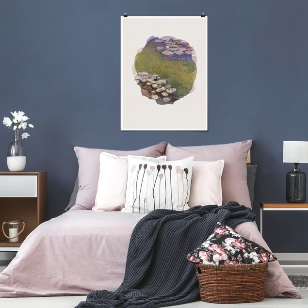 Poster - Wasserfarben - Claude Monet - Seerosen - Hochformat 4:3