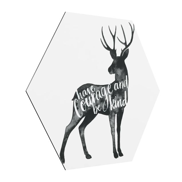 Hexagon Bild Alu-Dibond - Tiere mit Weisheit - Hirsch