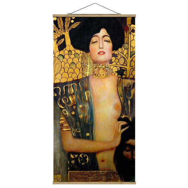 Stoffbild mit Posterleisten - Gustav Klimt - Judith I - Hochformat 1:2