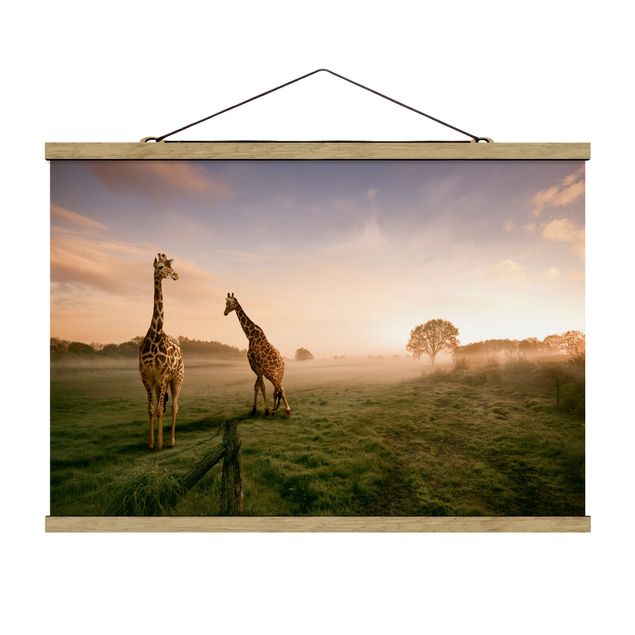 Stoffbild mit Posterleisten - Surreal Giraffes - Querformat 3:2