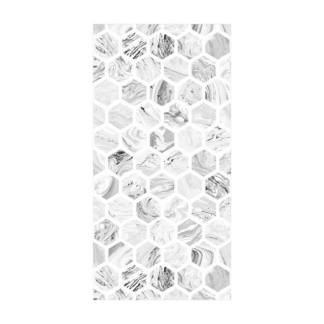Teppich grau Marmor Hexagone in Graustufen