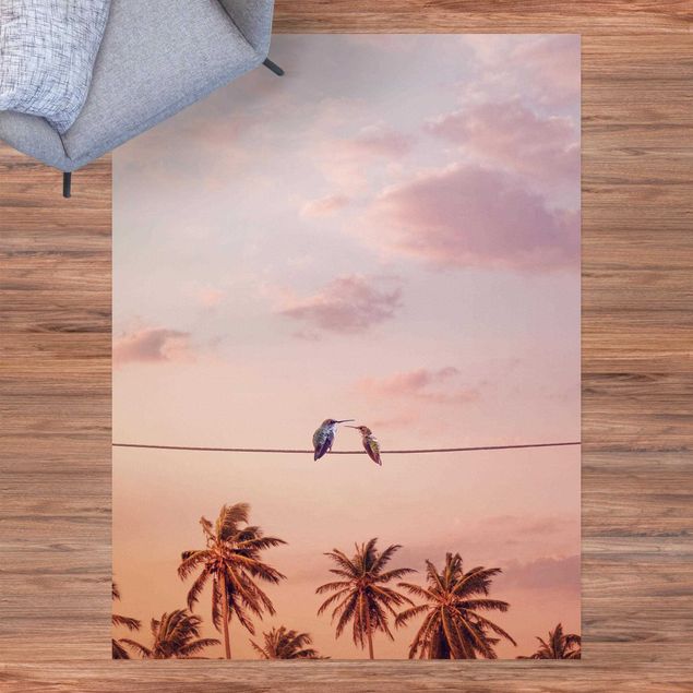 Moderne Teppiche Sonnenuntergang mit Kolibris