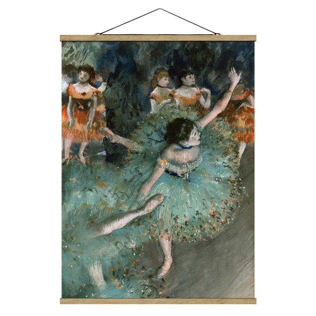 Stoffbild mit Posterleisten - Edgar Degas - Tänzerinnen in Grün - Hochformat 3:4